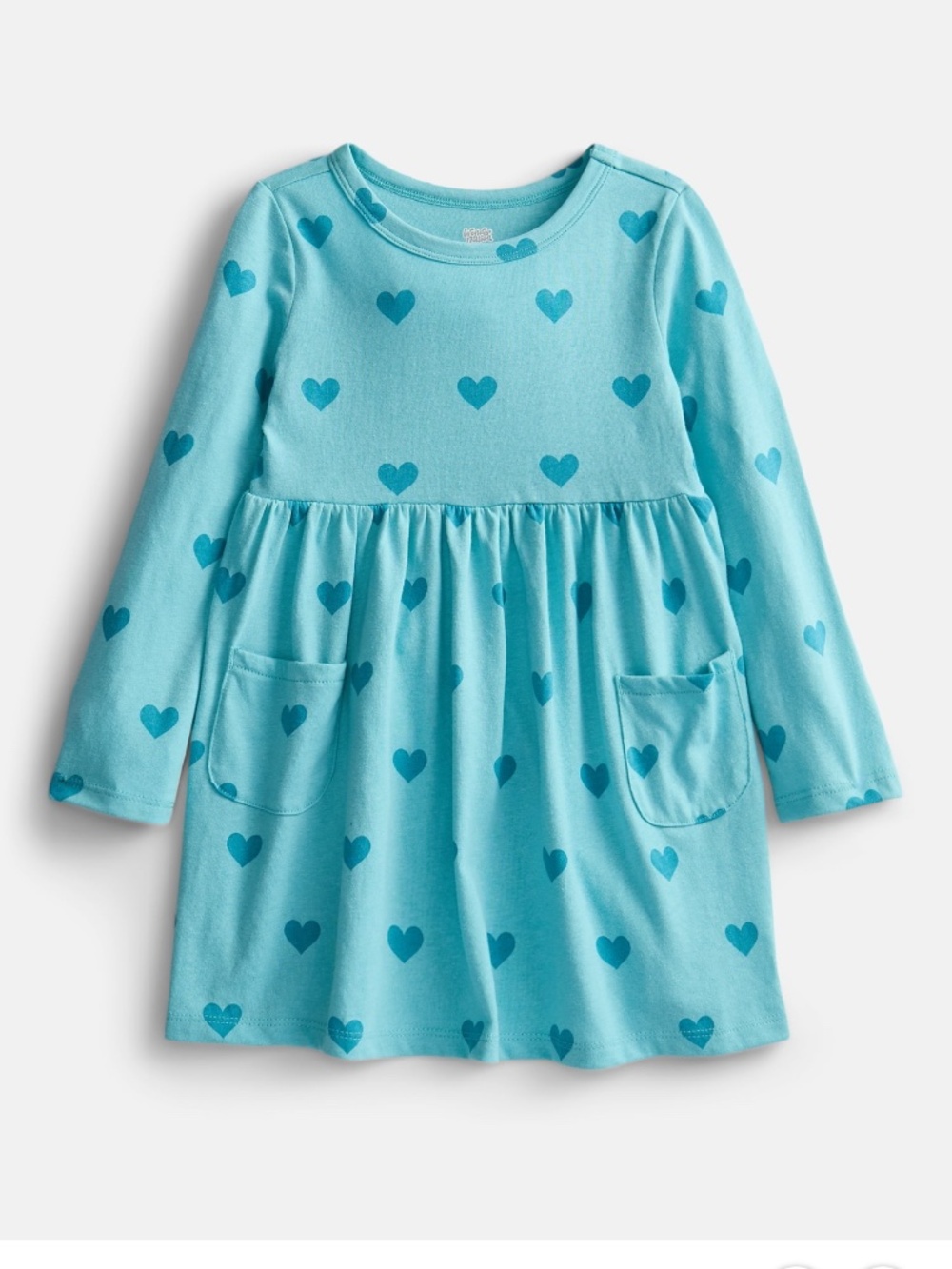 Wonder Nation Toddler Girls Aqua Pearl Hearts LS Dress Size 5T NWT